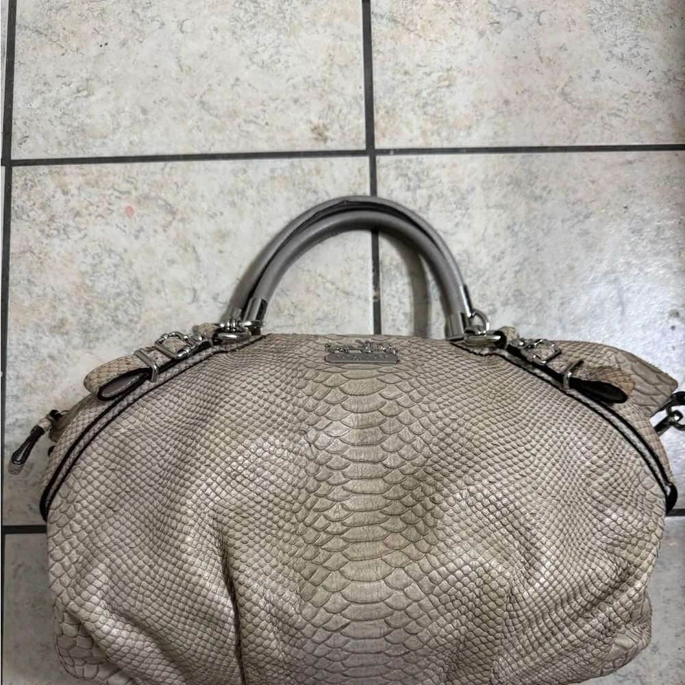 Coach Madison Sophia satchel with an embossed python texture